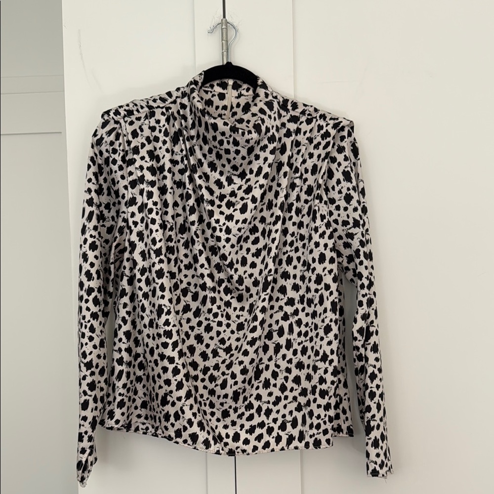 ZARA leopard blouse with cowl neck